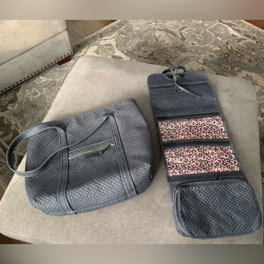 Vera Bradley weekender and toiletries hanging bag in Denim. Bundle